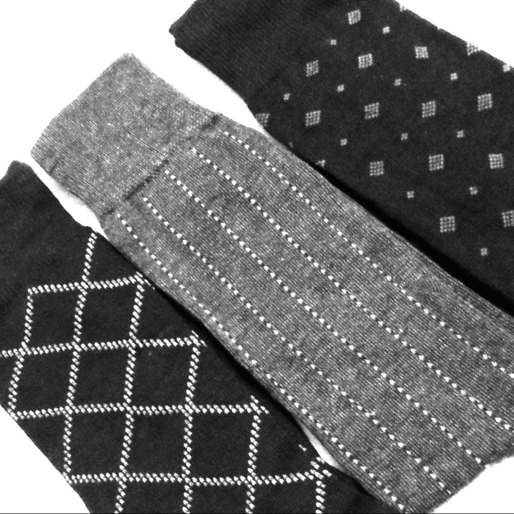 Black Grey Black 3 Pack Socks